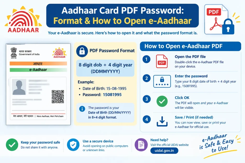 Aadhaar Card PDF password format and steps to open e-Aadhaar