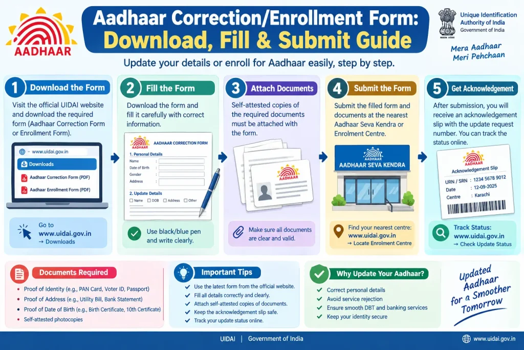 Aadhaar Correction Enrollment Form Download Fill and Submit Guide