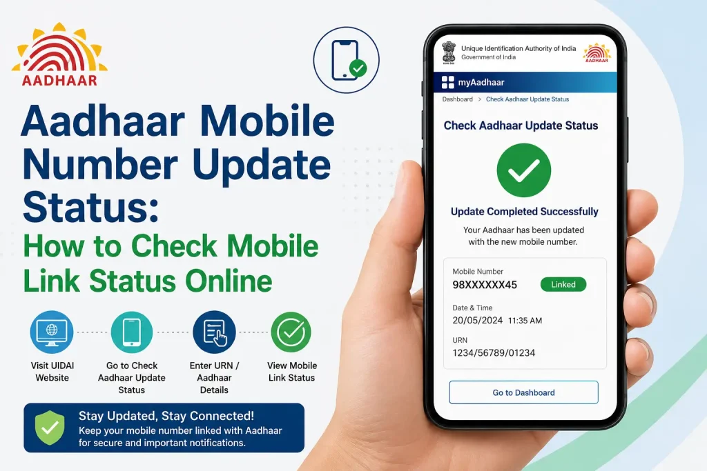 Aadhaar Mobile Number Update Status: How to Check Mobile Link Status Online Aadhaar Mobile Number Update Status – Check Mobile Link Status Online