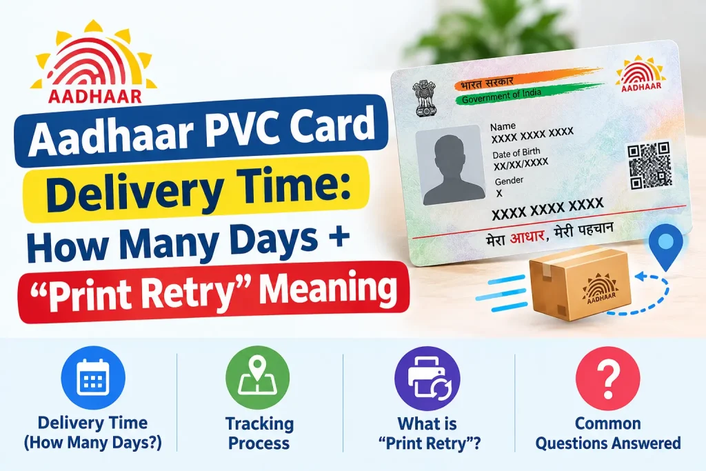 Aadhaar PVC Card Delivery Time: How Many Days + “Print Retry” Meaning Aadhaar PVC card delivery time