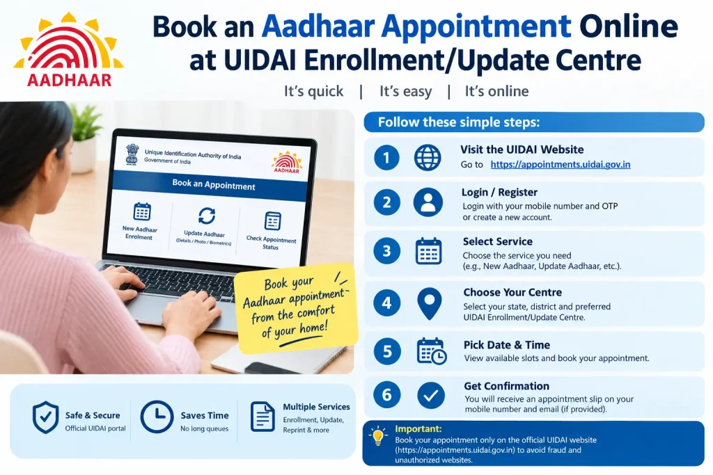 How to Book an Aadhaar Appointment Online at UIDAI Centre