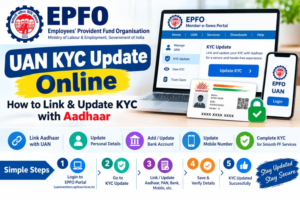EPFO UAN KYC Update Online: How to Link & Update KYC with Aadhaar EPFO UAN KYC Update Online – Link and Update KYC with Aadhaar