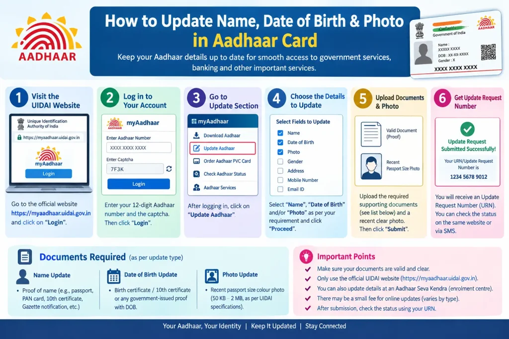 How to Update Name, Date of Birth & Photo in Aadhaar Card