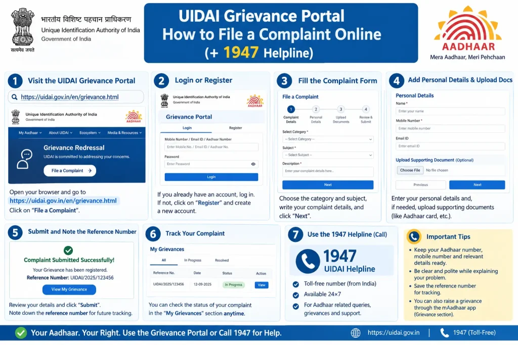UIDAI Grievance Portal to File an Aadhaar Complaint Online