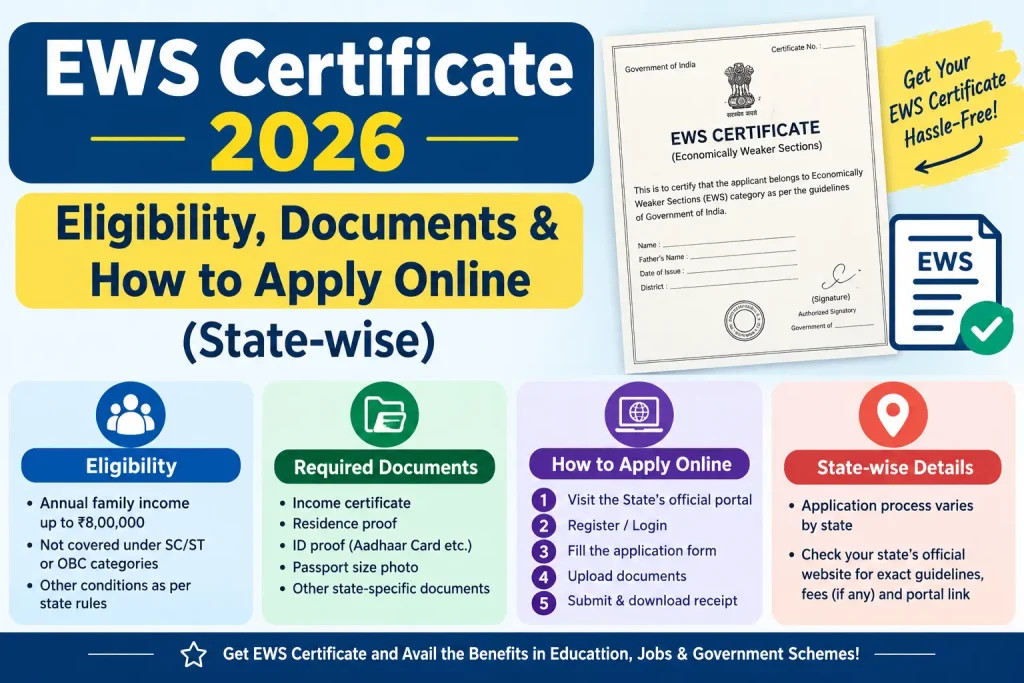 EWS Certificate 2026 – Eligibility, Documents & How to Apply Online