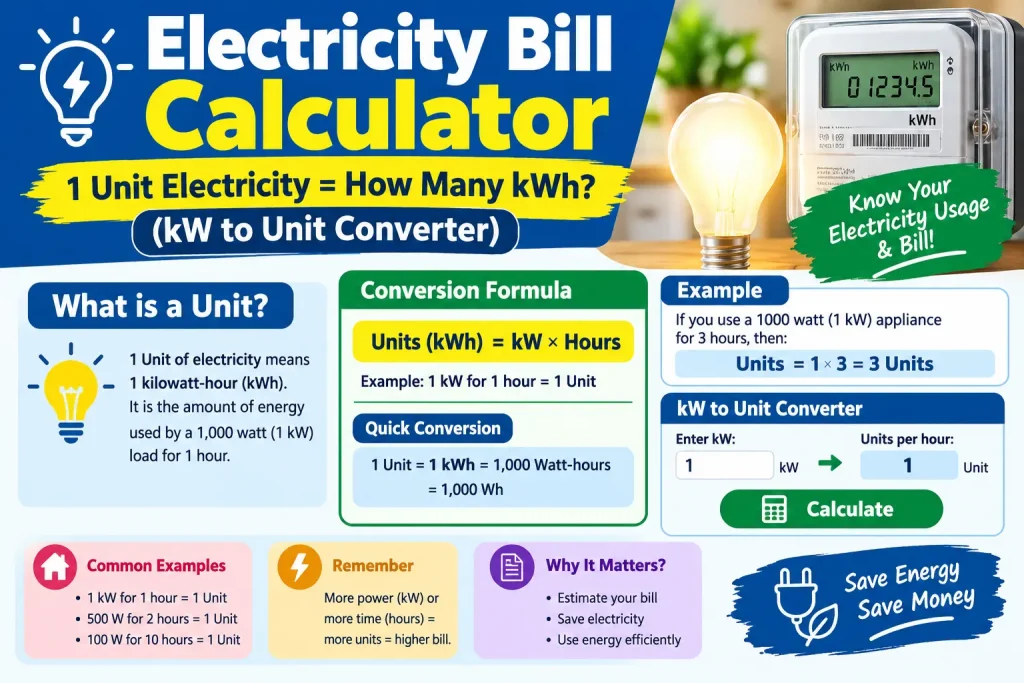 Electricity Bill Calculator: 1 Unit Electricity = How Many kWh?