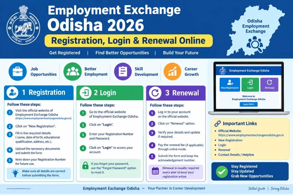 Employment Exchange Odisha 2026: Registration, Login & Renewal Online Employment Exchange Odisha 2026 registration, login and renewal online