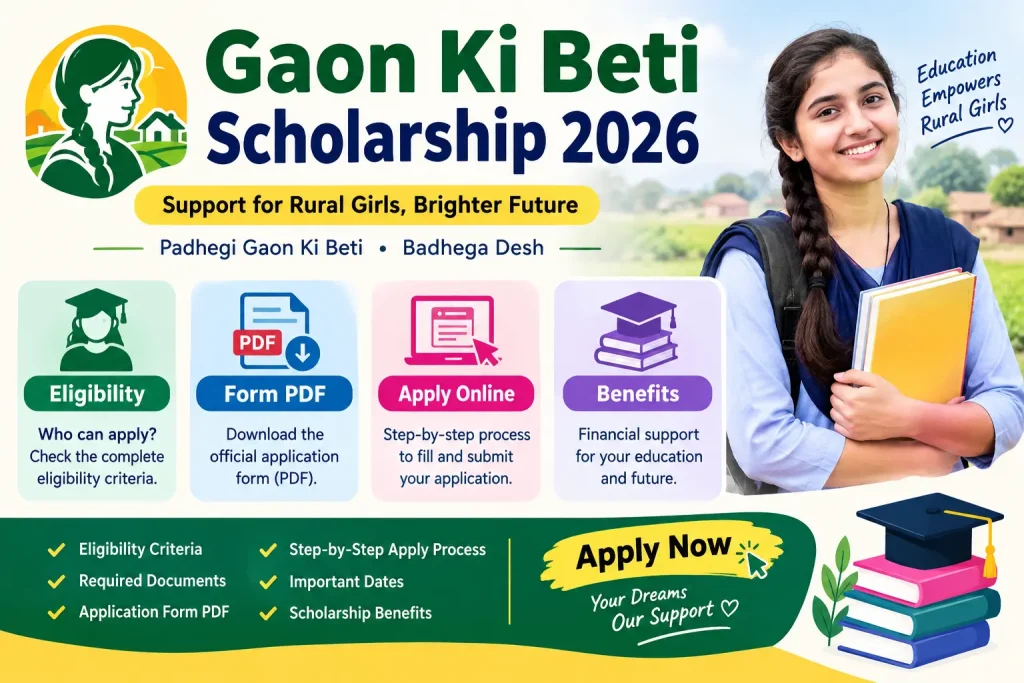 Gaon Ki Beti Scholarship 2026 eligibility, form PDF and online application guide.