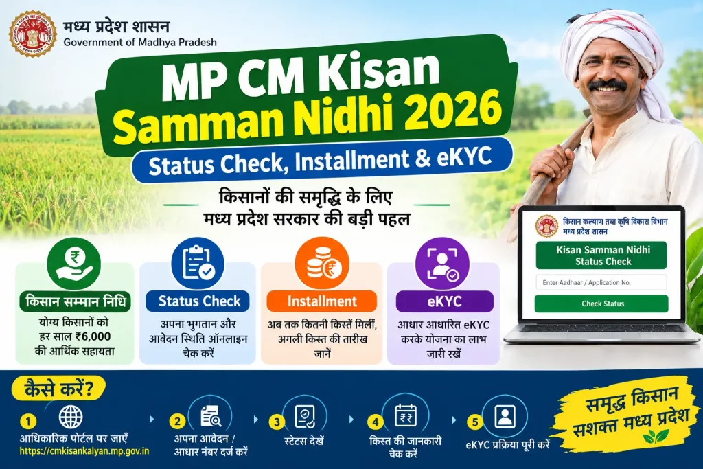 MP CM Kisan Samman Nidhi 2026: Status Check, Installment & eKYC Biometric eKYC at a CSC Centre using fingerprint verification