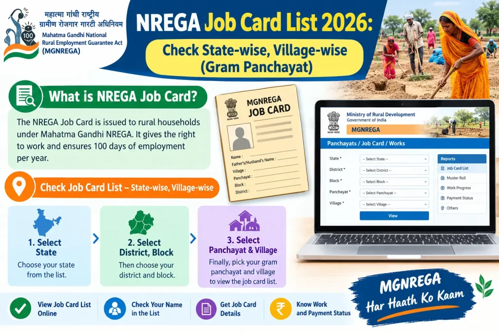 MGNREGA Job Card List 2026 State-wise Village-wise Gram Panchayat