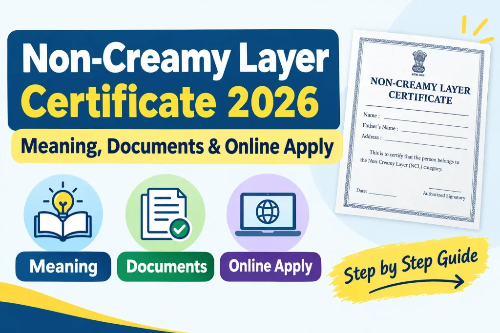 Non-Creamy Layer Certificate 2026 – Meaning, Documents and Online Apply